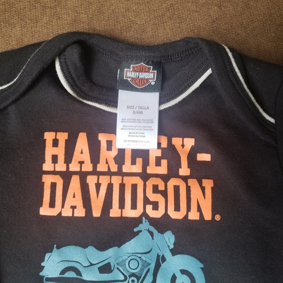 Harley Davidson Born to Ride Black Long Sleeve 3-6month Shirt - Picture 4 of 5